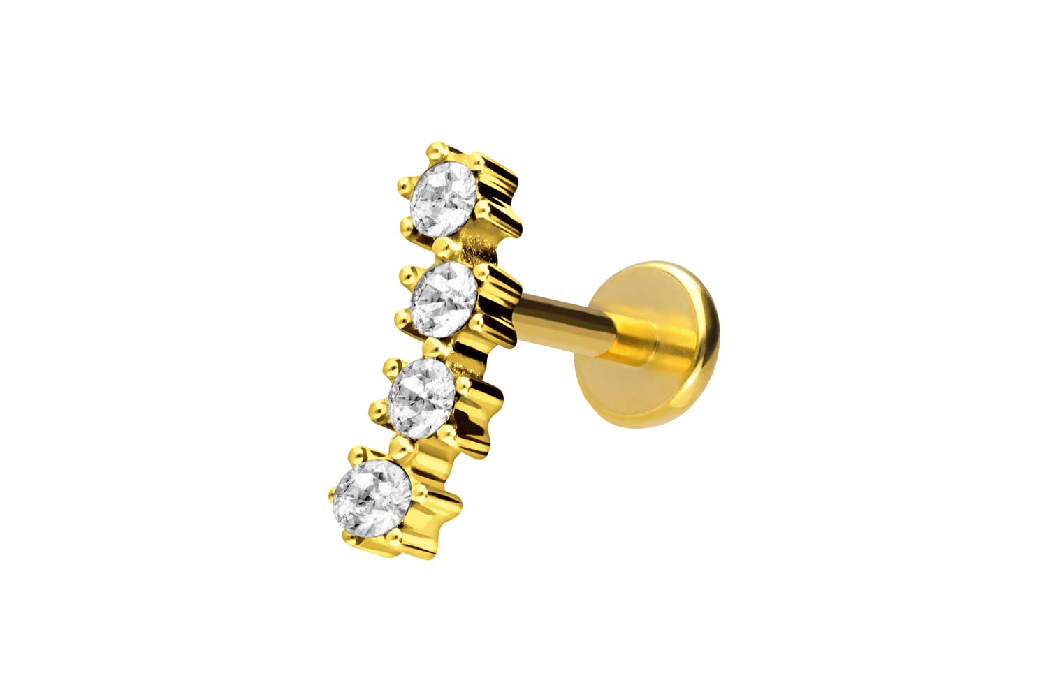 Titan Labret Piercing mit Push Fit 4 EINGEFASSTE KRISTALLE